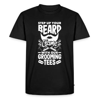 Intensifiez votre jeu de barbe avec nos t-shirts de toilettage - T-shirt Premium bio Homme - noir - Devant - Nico (187cm)