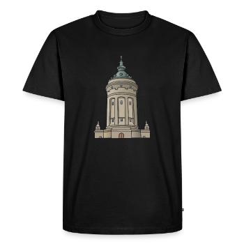 Mannheim water tower c - Men's Premium Organic T-Shirt - black - Front - Nico (187cm)