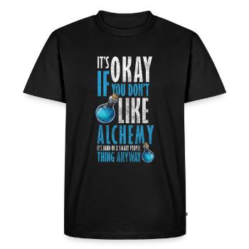 Recherche en laboratoire d’alchimie - T-shirt Premium bio Homme - noir - Devant - Nico (187cm)