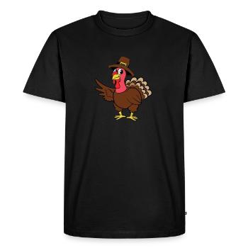 Thanksgiving Thanksgiving turkey turkey pilgrim - Men's Premium Organic T-Shirt - black - Front - Nico (187cm)
