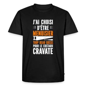 Humour Menuisier Atelier de Menuiserie - T-shirt Premium bio Homme - noir - Devant - Nico (187cm)