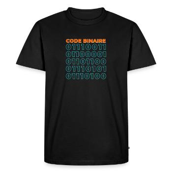 Code binaire - T-shirt Premium bio Homme - noir - Devant - Nico (187cm)