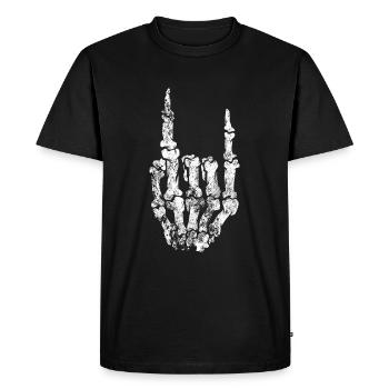 Metal - Music - Band - Skeleton - Skull - Men's Premium Organic T-Shirt - black - Front - Nico (187cm)