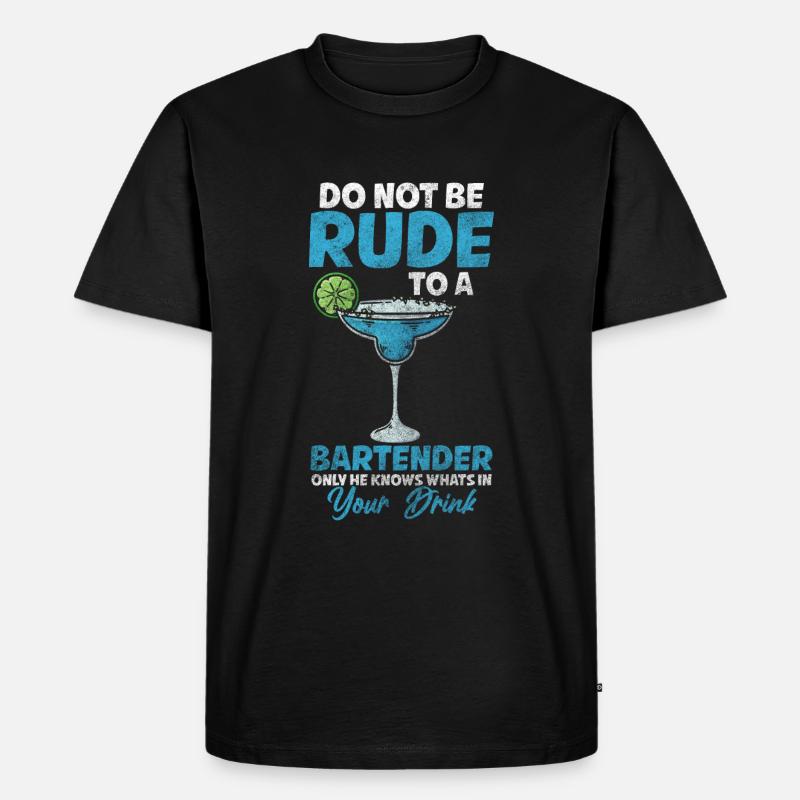 Barkeeper Disko Whiskey Barmann - Männer Premium Bio T-Shirt - Schwarz