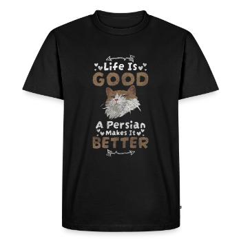Chat pedigree chat fourrure chat fan - T-shirt Premium bio Homme - noir - Devant - Nico (187cm)
