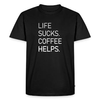 La vie craint le café aide - T-shirt Premium bio Homme - noir - Devant - Nico (187cm)