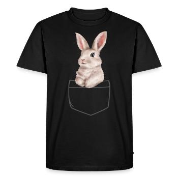 Lapin dans un sac aquarelle - T-shirt Premium bio Homme - noir - Devant - Nico (187cm)