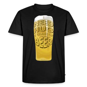 J’AI BESOIN D’UN CÂLIN E VERRE DE BIÈRE - T-shirt Premium bio Homme - noir - Devant - Nico (187cm)