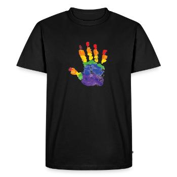 Liebe für alle! Die Welt ist bunt! Geschenk LGBT - Männer Premium Bio T-Shirt - Schwarz - Vorne - Nico (187cm)