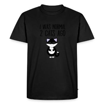 I Was Normal 2 Cats Ago - Men's Premium Organic T-Shirt - black - Front - Nico (187cm)