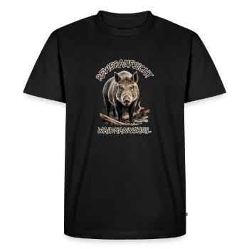 Jäger-Waidmannsheil Revieraufsicht-Wildschwein - Men's Premium Organic T-Shirt - black - Front - Nico (187cm)