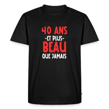 40 ans et plus beau que jamais - T-shirt Premium bio Homme - noir - Devant - Nico (187cm)