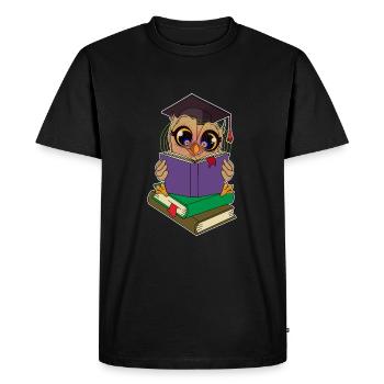 Read owl with books - Men's Premium Organic T-Shirt - black - Front - Nico (187cm)