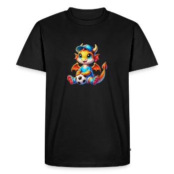 The Merry Football Dragon - Men's Premium Organic T-Shirt - black - Front - Nico (187cm)