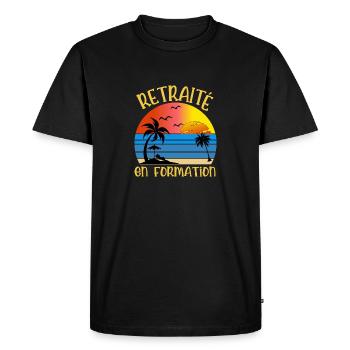 retraité en formation - T-shirt Premium bio Homme - noir - Devant - Nico (187cm)
