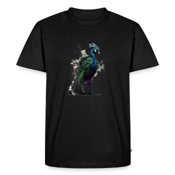 Aquarelle Paon - T-shirt Premium bio Homme - noir - Devant - Nico (187cm)