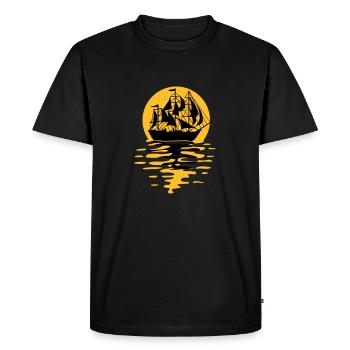 Sailing ship silhouette design - Men's Premium Organic T-Shirt - black - Front - Nico (187cm)