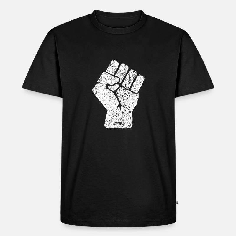 Erhöhte Faust Symbol - Männer Premium Bio T-Shirt - Schwarz
