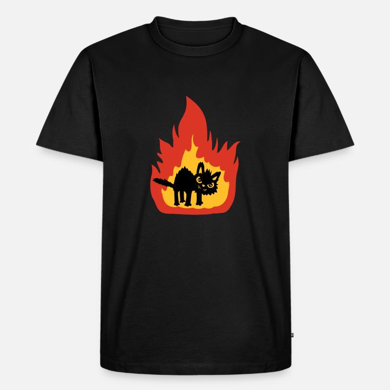 Brennende heiße Katze - Männer Premium Bio T-Shirt - Schwarz