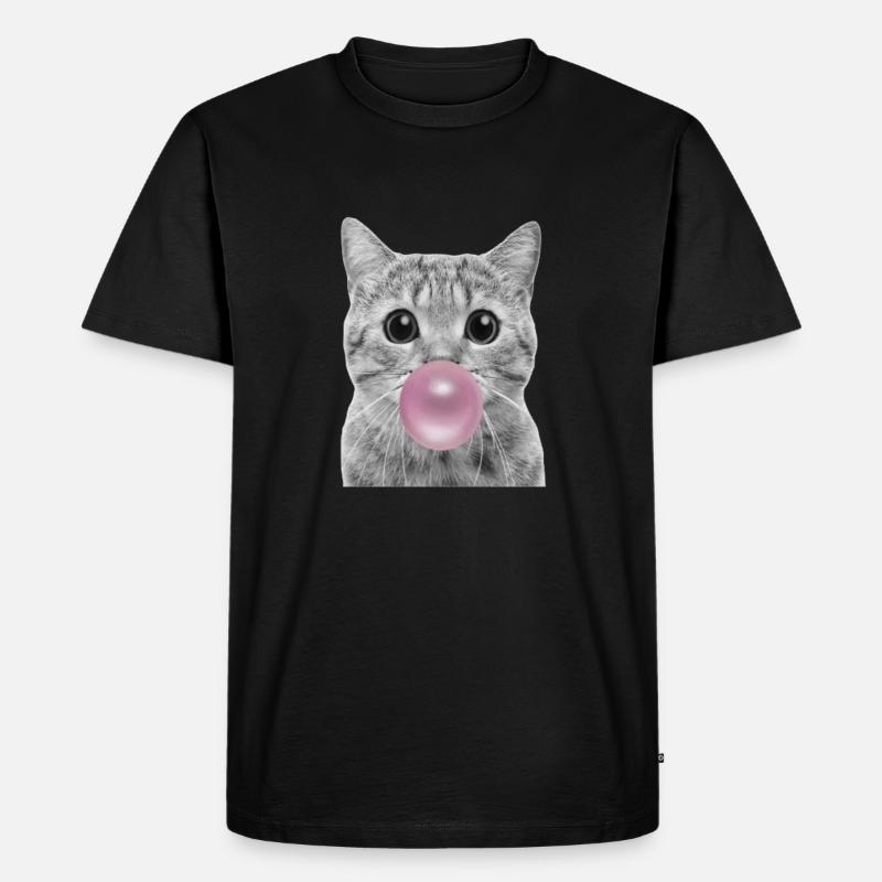 Bubble Katze - Männer Premium Bio T-Shirt - Schwarz