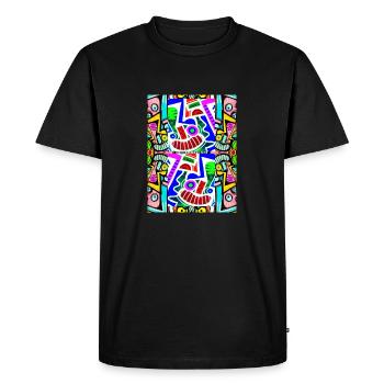 Pop art Motif Visage Graffiti - T-shirt Premium bio Homme - noir - Devant - Nico (187cm)