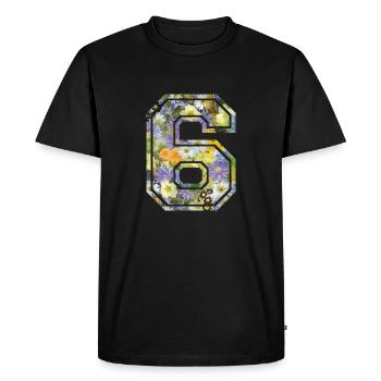 Numero 6 fleur, Équipe Foot, basket université - T-shirt Premium bio Homme - noir - Devant - Nico (187cm)