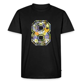 Numero 8 fleur, Équipe Foot, basket université - T-shirt Premium bio Homme - noir - Devant - Nico (187cm)