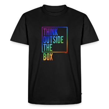 Think outside the Box - Men's Premium Organic T-Shirt - black - Front - Nico (187cm)