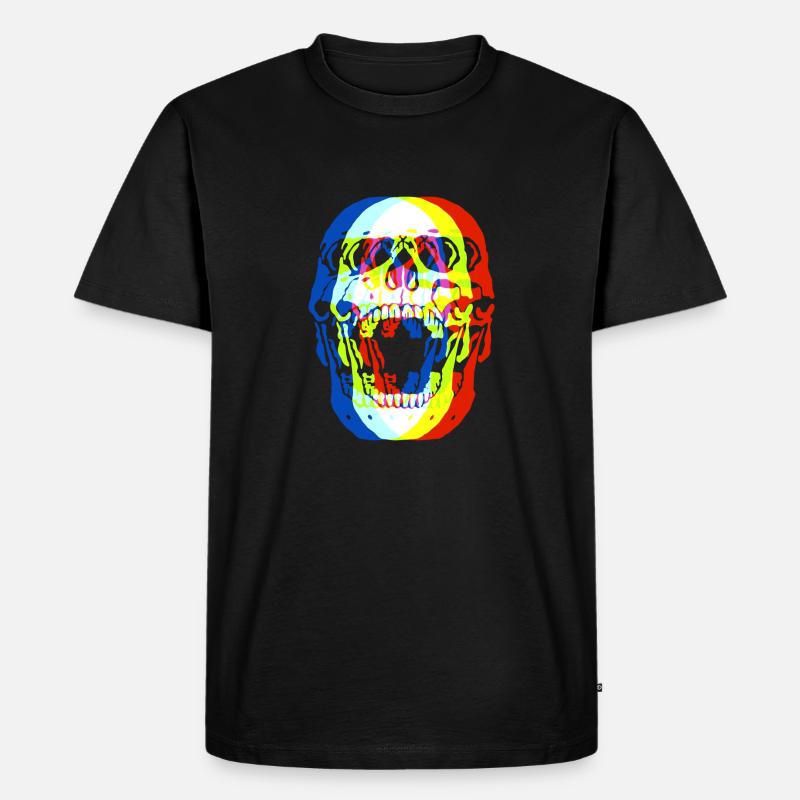 Schädel bunt - Männer Premium Bio T-Shirt - Schwarz