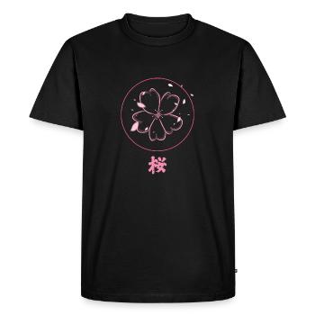 Fleur de cerisier - T-shirt Premium bio Homme - noir - Devant - Nico (187cm)