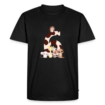 6e anniversaire - sixième anniversaire animaux - T-shirt Premium bio Homme - noir - Devant - Nico (187cm)