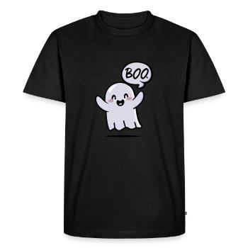 Spooky Cute Kawaii Ghost Design – Boo - Men's Premium Organic T-Shirt - black - Front - Nico (187cm)