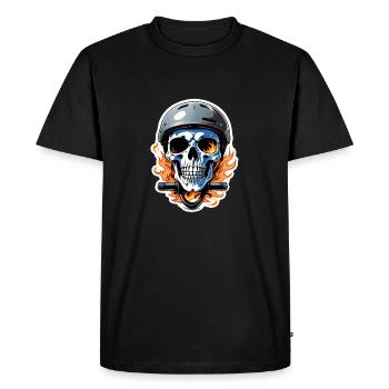 moto style retro - crane et squelette - T-shirt Premium bio Homme - noir - Devant - Nico (187cm)