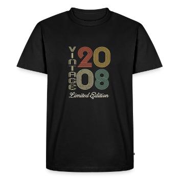 2008 Anniversaire Né en 2008 vintage Rétro. Editio - T-shirt Premium bio Homme - noir - Devant - Nico (187cm)