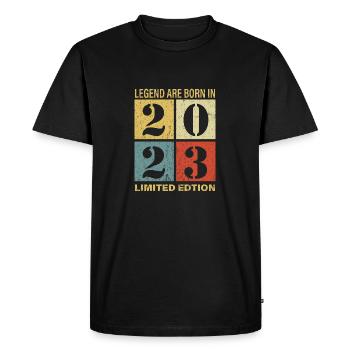 Original Calendrier 2023 Vintage anniversaire rétr - T-shirt Premium bio Homme - noir - Devant - Nico (187cm)