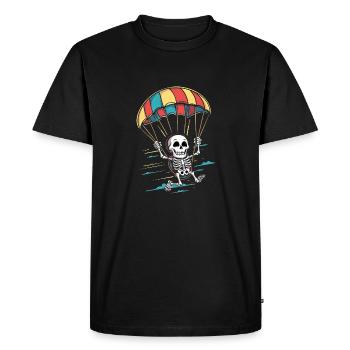 Crâne d’aviation avec parapluie - T-shirt Premium bio Homme - noir - Devant - Nico (187cm)