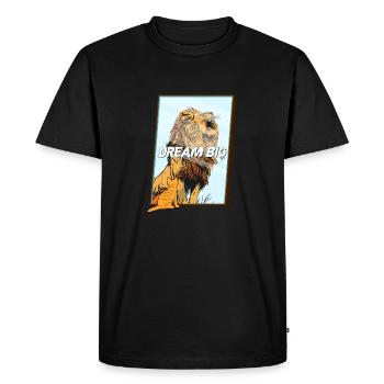 Dream Big Cat Lion - Men's Premium Organic T-Shirt - black - Front - Nico (187cm)