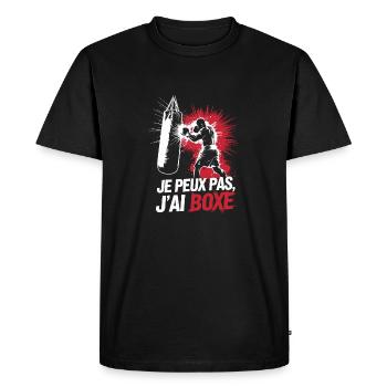 Je peux pas, j'ai boxe - T-shirt Premium bio Homme - noir - Devant - Nico (187cm)