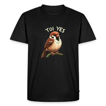 Toi yes moineau - T-shirt Premium bio Homme - noir - Devant - Nico (187cm)