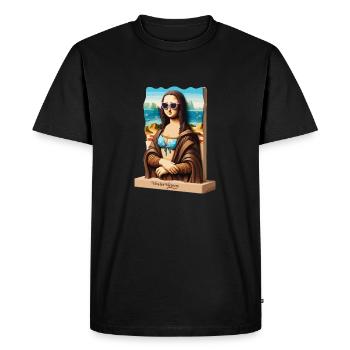 Mona Lisa en vacances - T-shirt Premium bio Homme - noir - Devant - Nico (187cm)