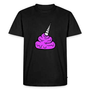 Cheval Licorne Corne Caca Merde Drôle Caca Pile - T-shirt Premium bio Homme - noir - Devant - Nico (187cm)