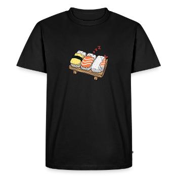 Sushi Rollen schlafen süßes japanisches Motiv Cool - Männer Premium Bio T-Shirt - Schwarz - Vorne - Nico (187cm)
