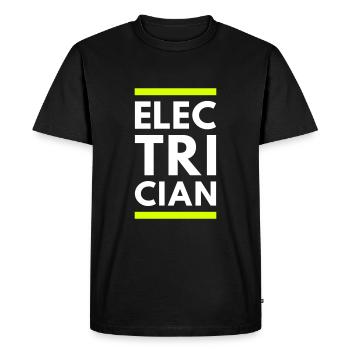 Électricien (deux lignes) - T-shirt Premium bio Homme - noir - Devant - Nico (187cm)