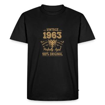 Vintage 1963 Premium Quality Orginal - Men's Premium Organic T-Shirt - black - Front - Nico (187cm)