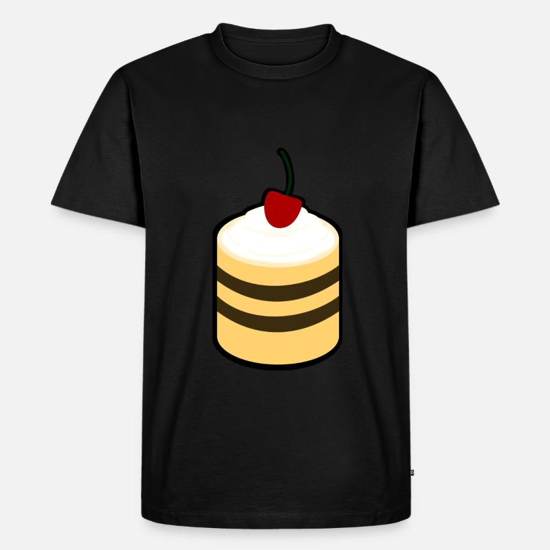 Kuchen mit Kirsche - Männer Premium Bio T-Shirt - Schwarz