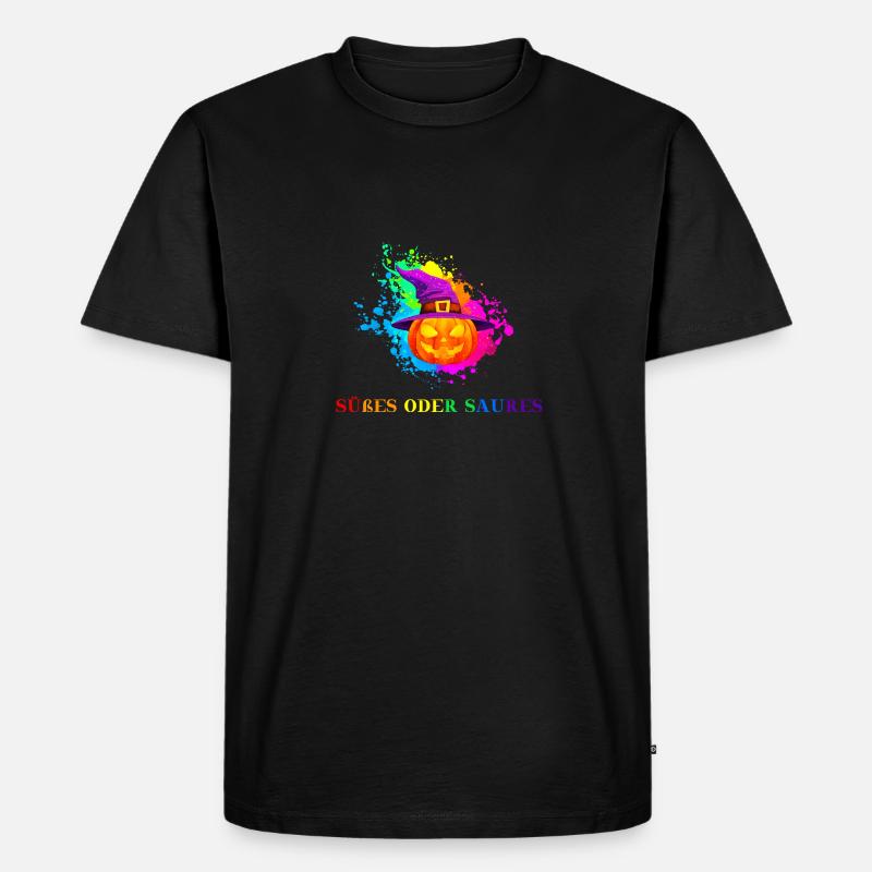 Halloween Süßes oder Saures Geschenkidee - Männer Premium Bio T-Shirt - Schwarz