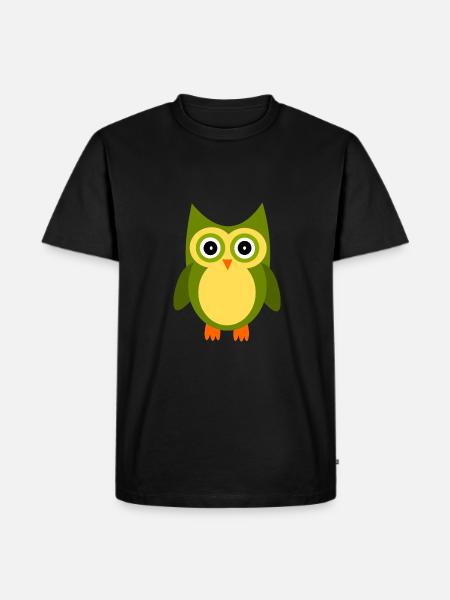 green owl bird green - Men's Premium Organic T-Shirt - black