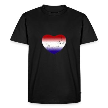Hollande Pays-Bas Drapeau Herz - T-shirt Premium bio Homme - noir - Devant - Nico (187cm)
