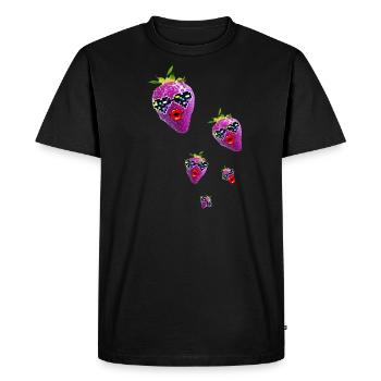 strawberry, pink, popart, art,artwork,nerd, comic - Men's Premium Organic T-Shirt - black - Front - Nico (187cm)