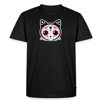 Sucre Cat Skull Dias de muerte - T-shirt Premium bio Homme - noir - Devant - Nico (187cm)